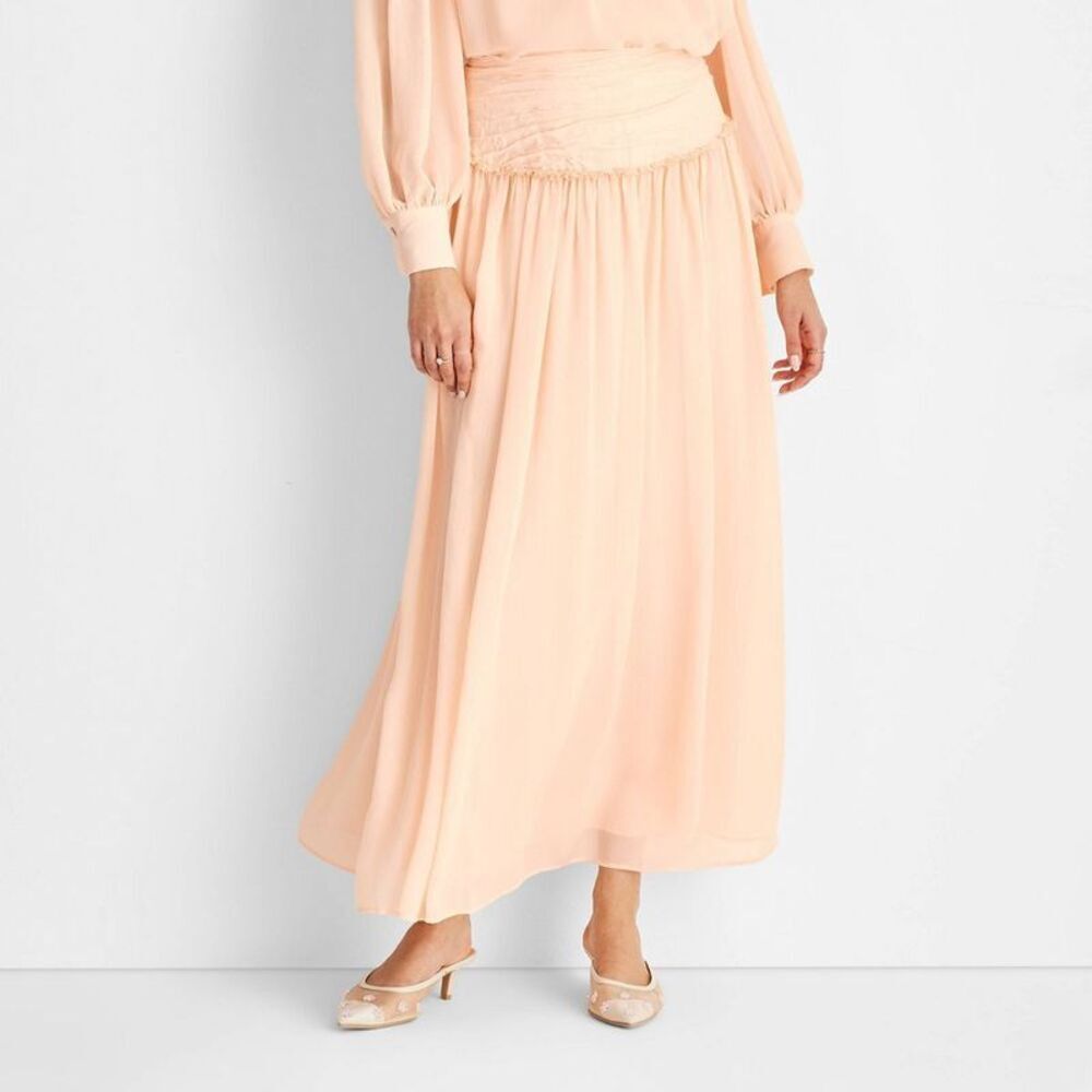 Women's Crinkle Maxi Skirt - Future Collective Peach Orange 4